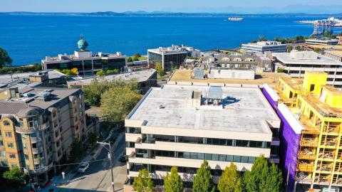 Aerial view of Queen Anne Plaza